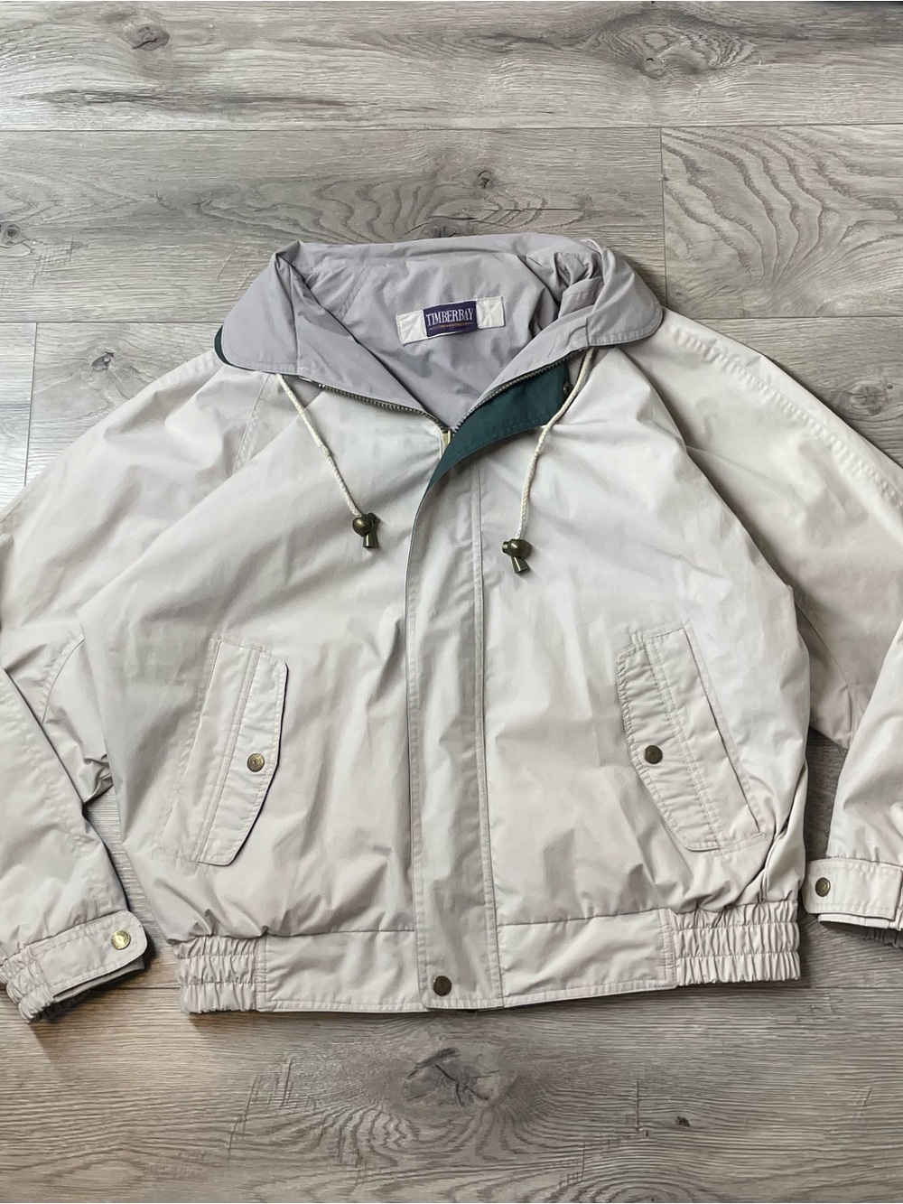 TimberBay Color block Reversible Windbreaker Jacket in Gray, Cream & Navy